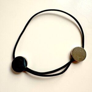 Hermes Serie Cord Bracelet Rare Black Cord / Silver Womens